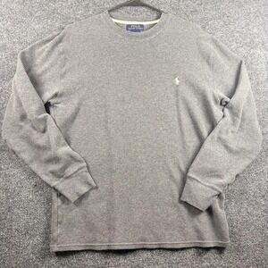 Polo Ralph Lauren Sweater Mens XL Gray Waffle Knit Cotton Crewneck Shirt